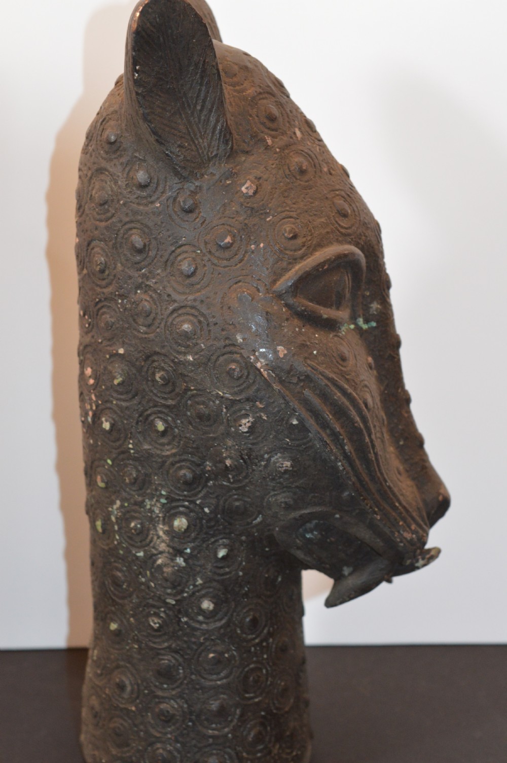 Large African Bronze Leopard Head Statue,c1940 View IV