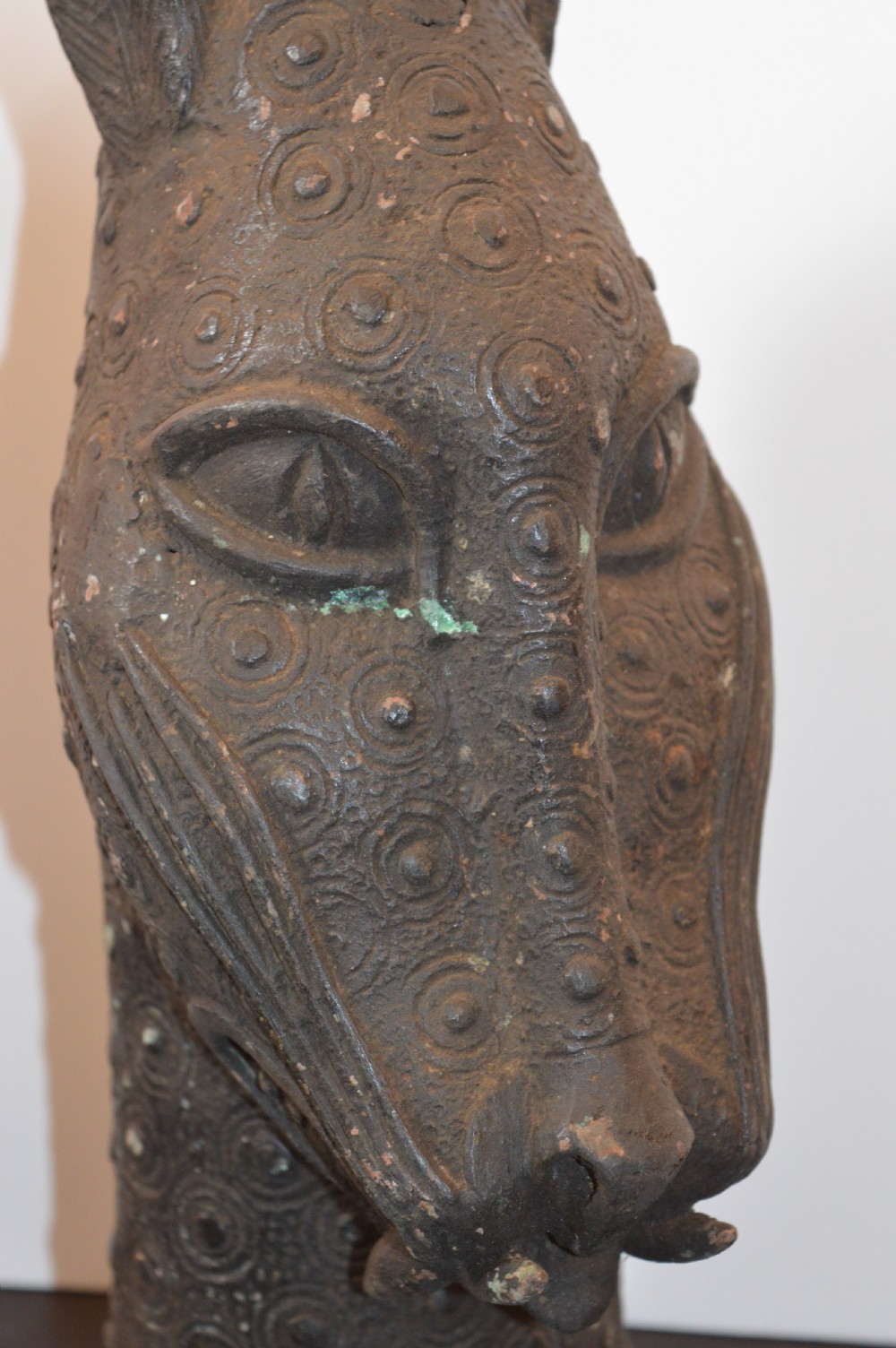 Large African Bronze Leopard Head Statue,c1940 View V