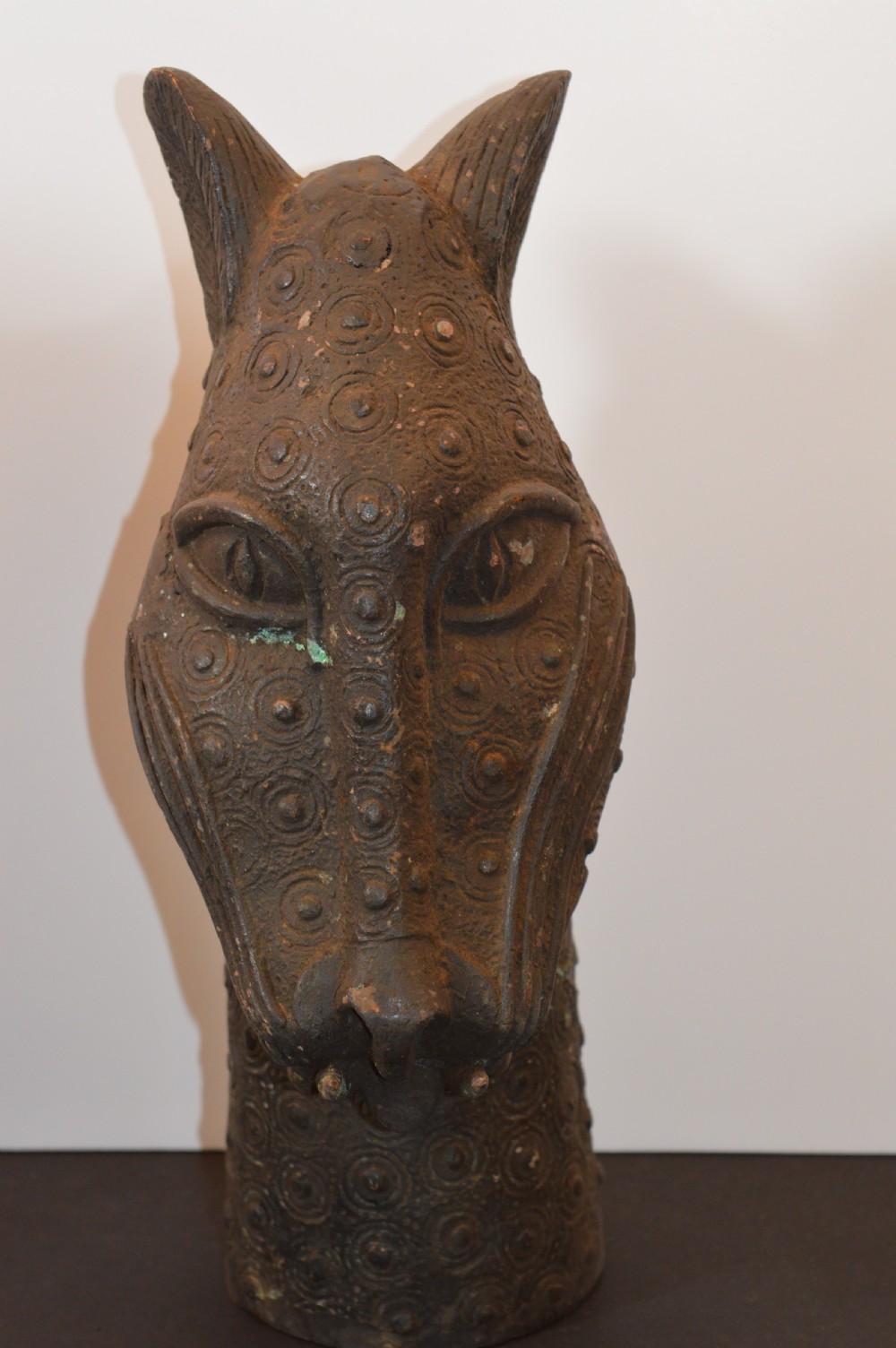 Large African Bronze Leopard Head Statue,c1940 View VI