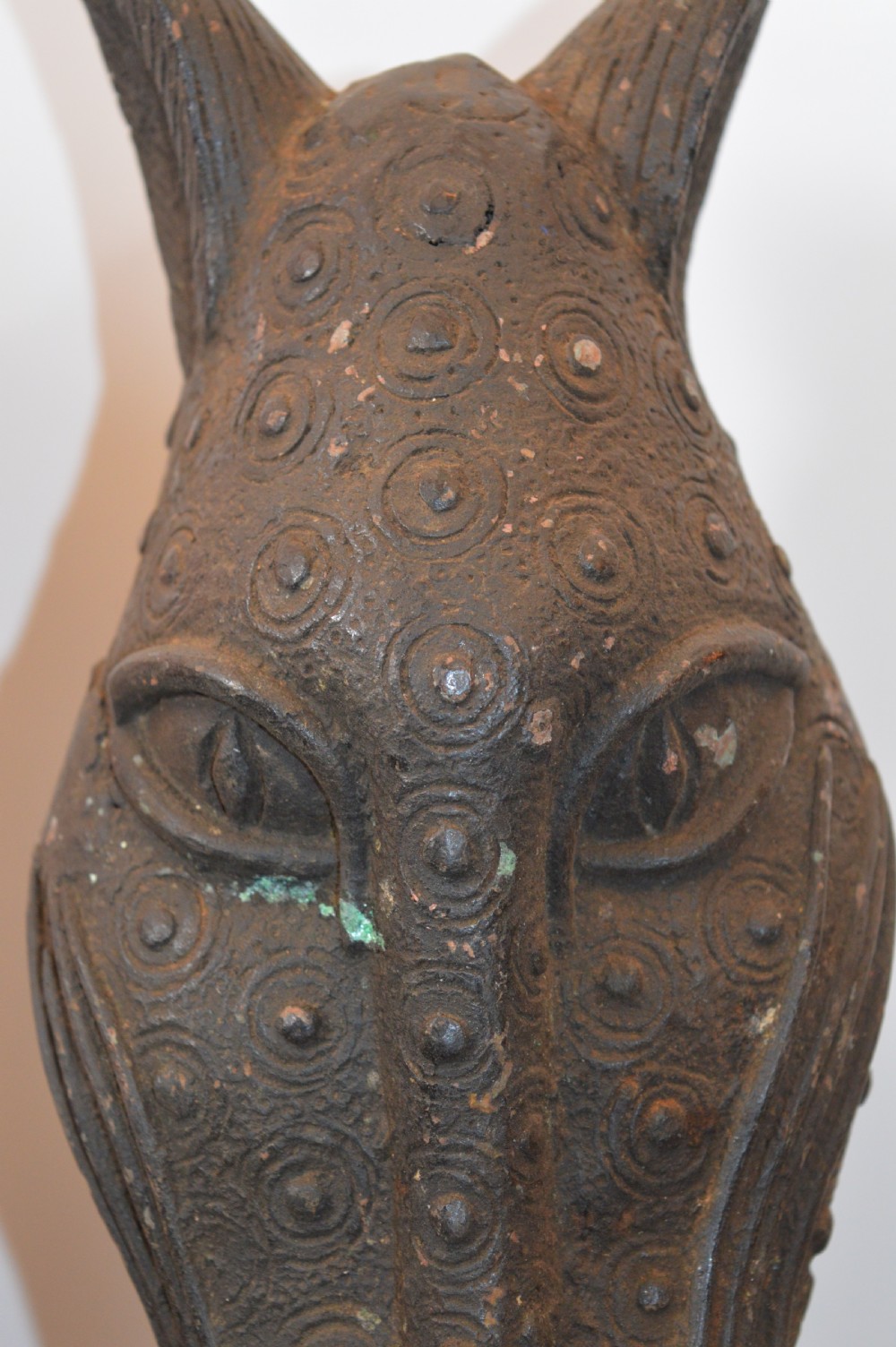 Large African Bronze Leopard Head Statue,c1940 View X