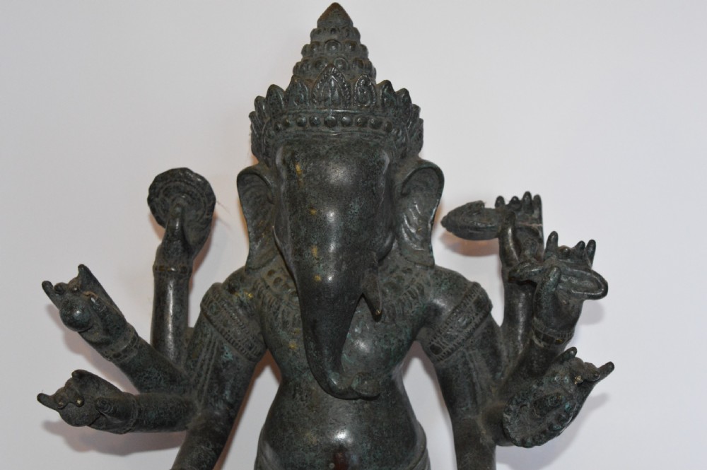 Large Bronze Cambodian Khmer Ganesh Statue,c1890 View II