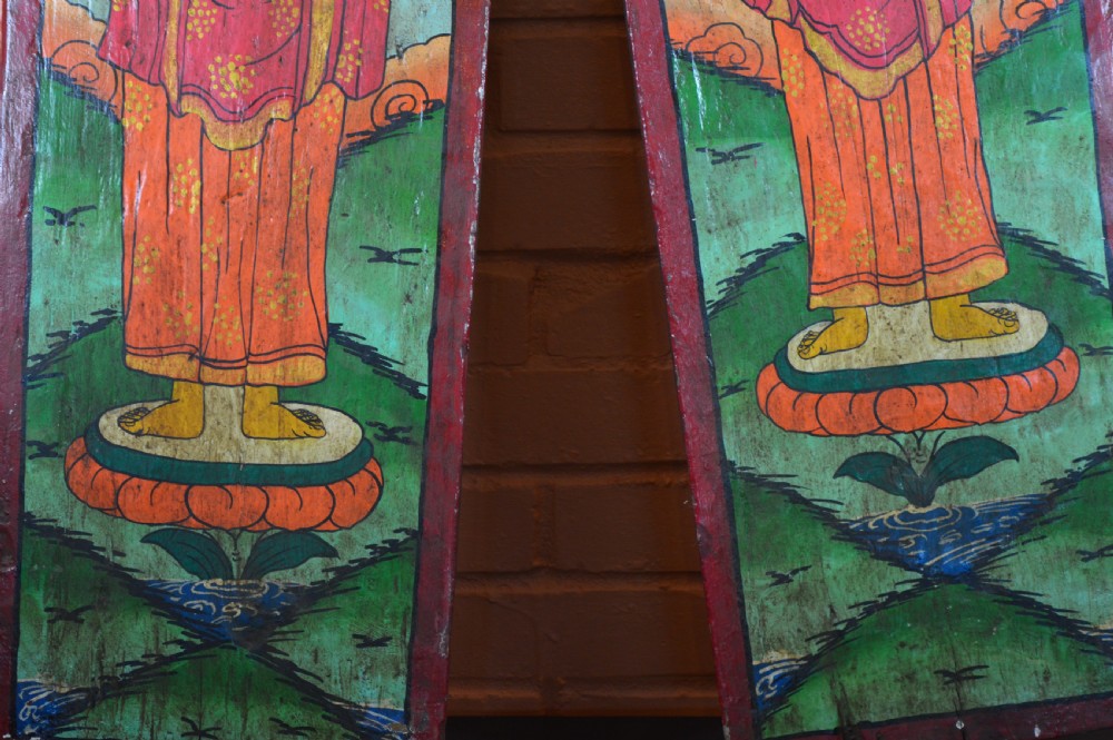 Pair Nepalese Hand Painted Buddha Window Shutters,c1890 View III