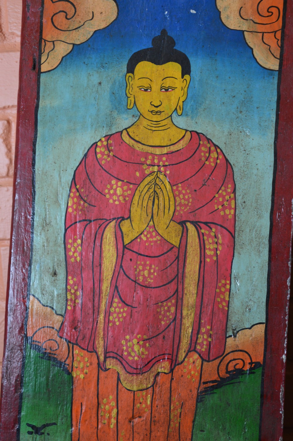 Pair Nepalese Hand Painted Buddha Window Shutters,c1890 View VIII