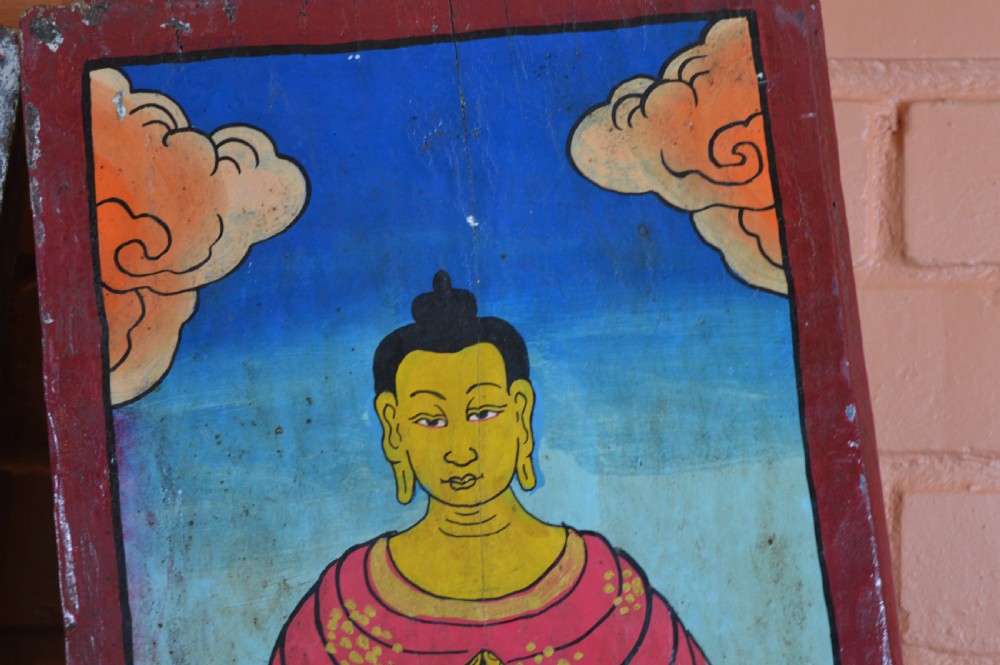 Pair Nepalese Hand Painted Buddha Window Shutters,c1890 View XII