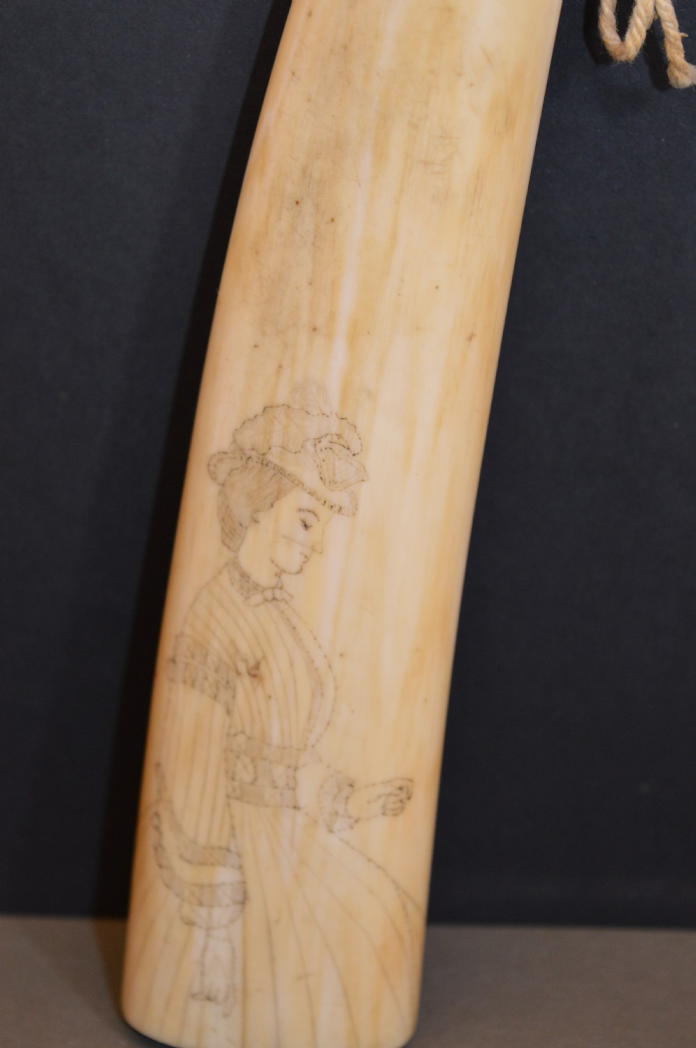 Large Scrimshaw Walrus Tusk,c1870 View II
