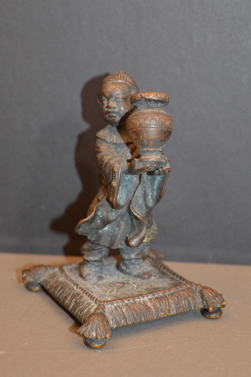 Japanese Bronze Statue, Boy Carrying Vase,c1880 View II