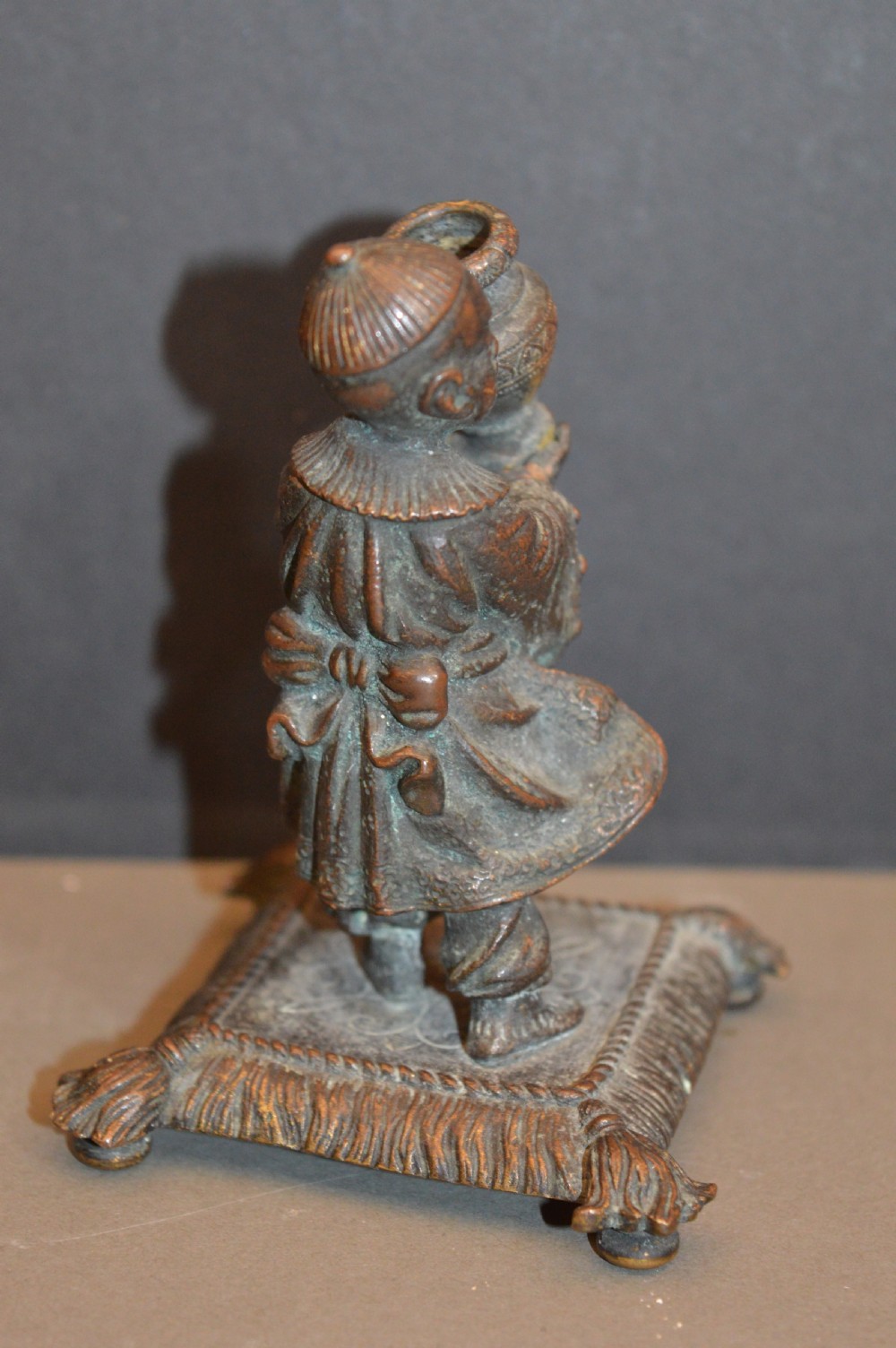 Japanese Bronze Statue, Boy Carrying Vase,c1880 View IV