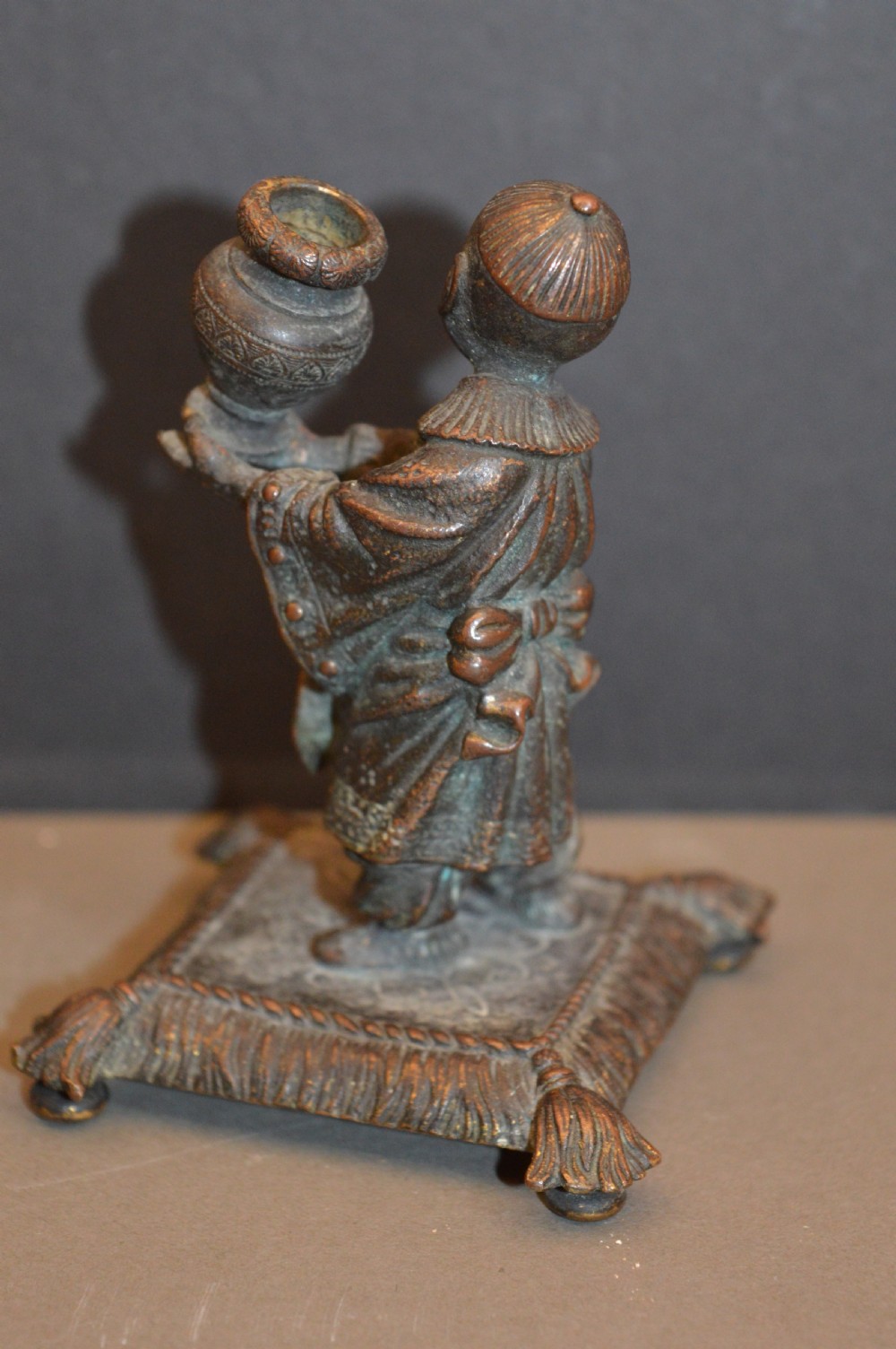 Japanese Bronze Statue, Boy Carrying Vase,c1880 View V