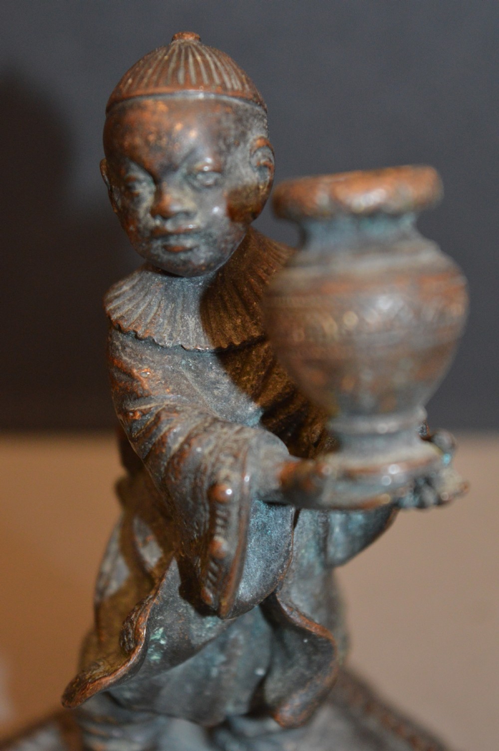 Japanese Bronze Statue, Boy Carrying Vase,c1880 View VII
