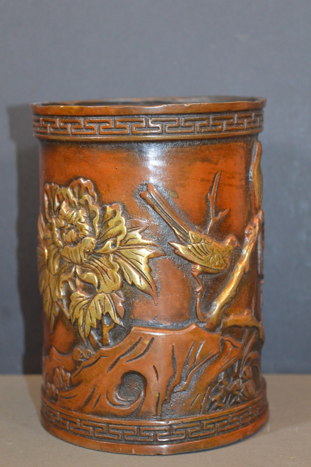 Large (1kg) Chinese Bronze Brush Pot, c1870
