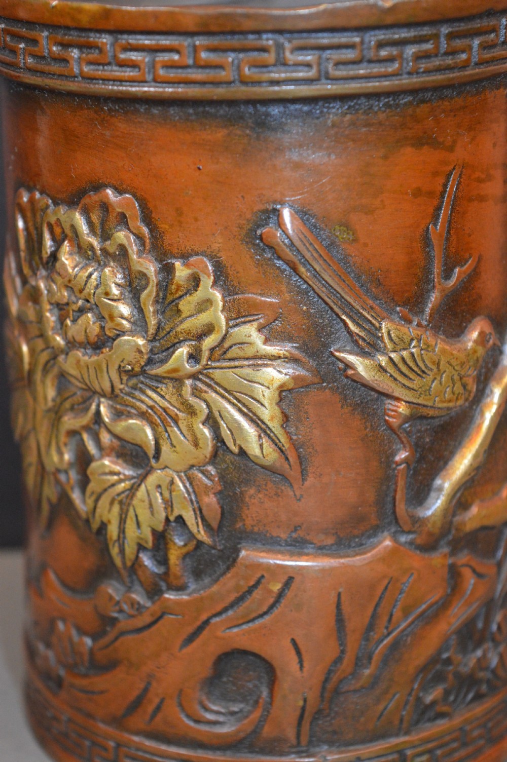 Large (1kg) Chinese Bronze Brush Pot, c1870 View II