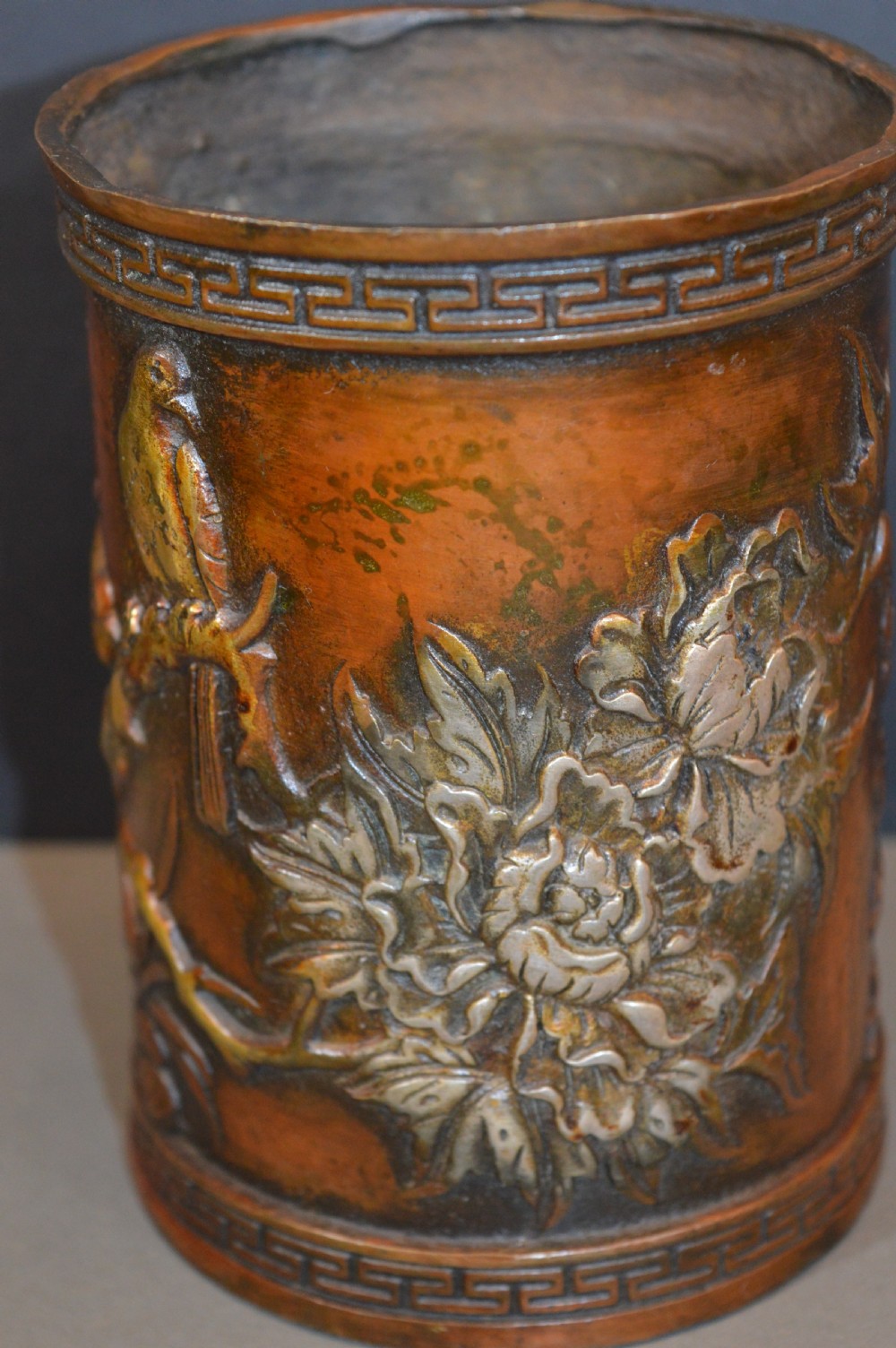 Large (1kg) Chinese Bronze Brush Pot, c1870 View V