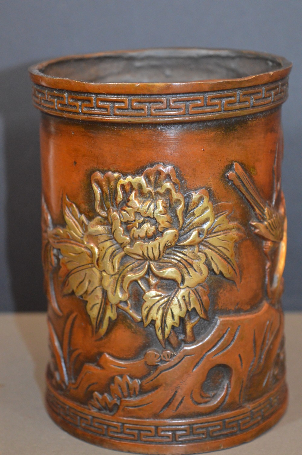 Large (1kg) Chinese Bronze Brush Pot, c1870 View X