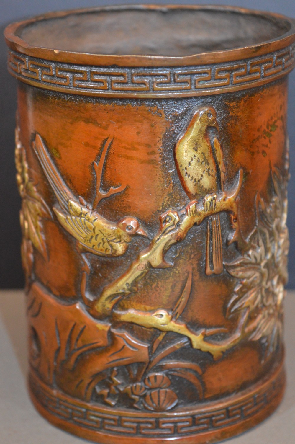 Large (1kg) Chinese Bronze Brush Pot, c1870 View XI