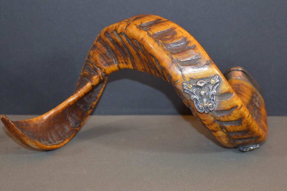 Large Rams Horn and Silver Inkwell, c1850 View V