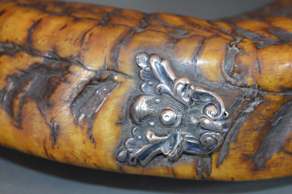 Large Rams Horn and Silver Inkwell, c1850 View X