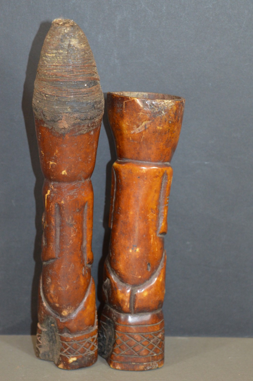 2 Carved Bone African Yoruba Tribal Statues, c1920 View IV