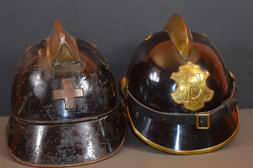 2  Swiss Fire Officer Helmets, c1880