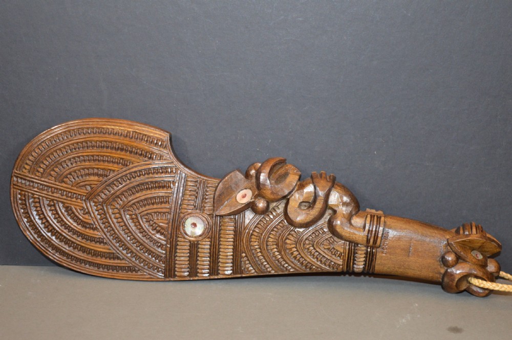 Hand Carved Maori Patau Tribal Club,c1930.