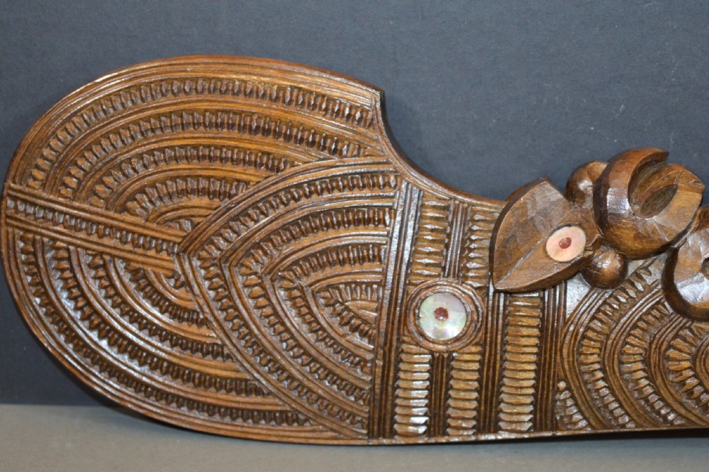 Hand Carved Maori Patau Tribal Club,c1930. View II