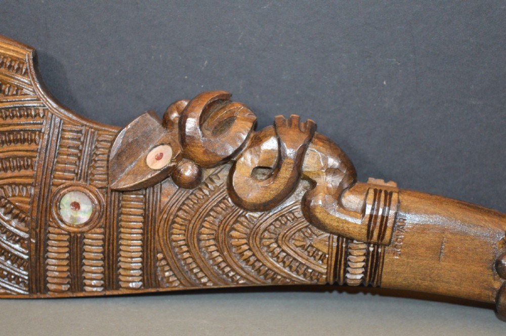 Hand Carved Maori Patau Tribal Club,c1930. View III