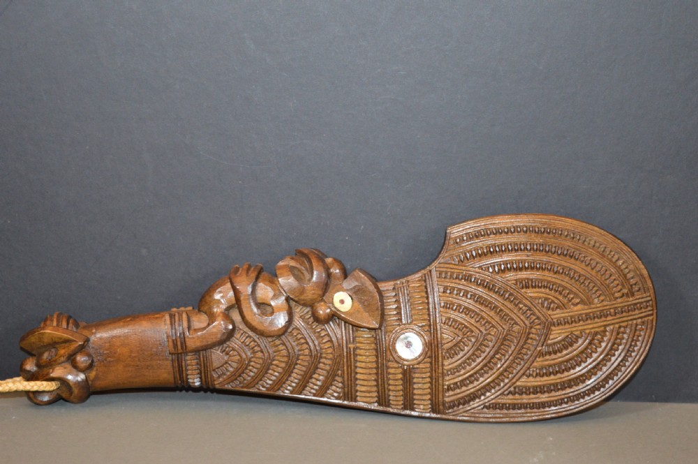 Hand Carved Maori Patau Tribal Club,c1930. View V