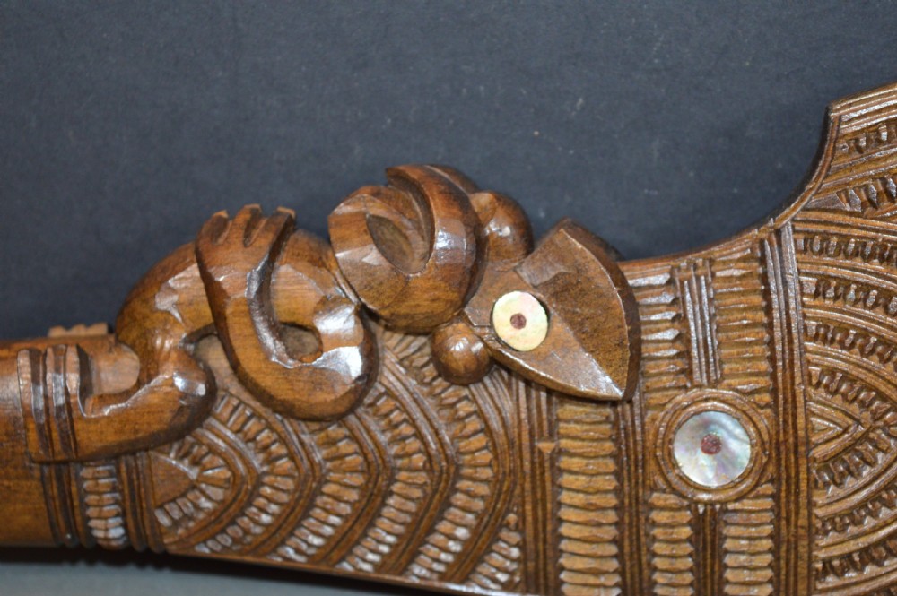 Hand Carved Maori Patau Tribal Club,c1930. View VI