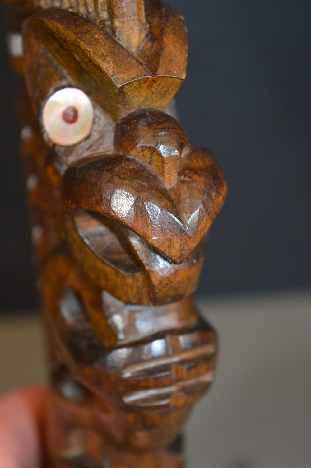 Hand Carved Maori Patau Tribal Club,c1930. View VIII