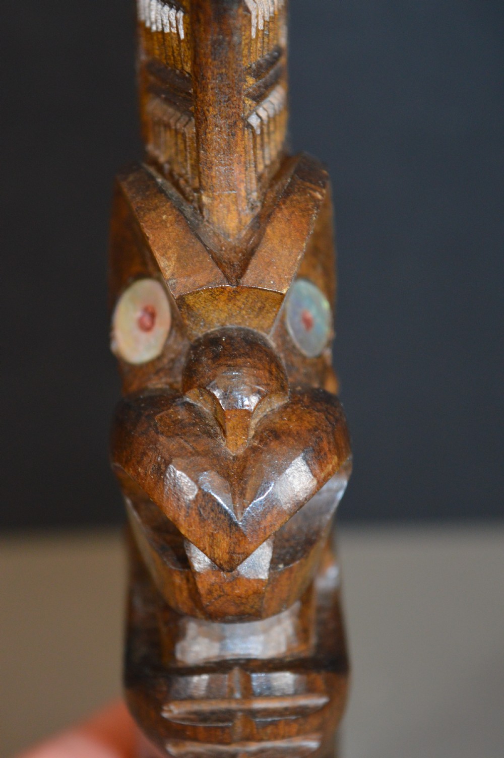Hand Carved Maori Patau Tribal Club,c1930. View IX