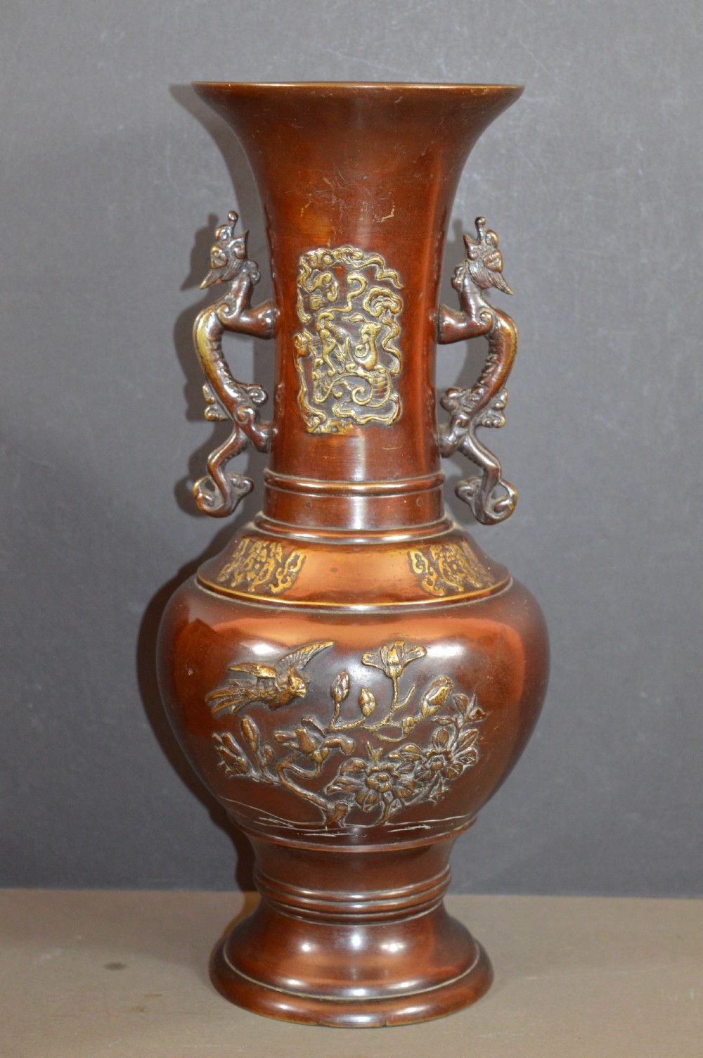 Large (1.7kg) Chinese Bronze Vase,c1880
