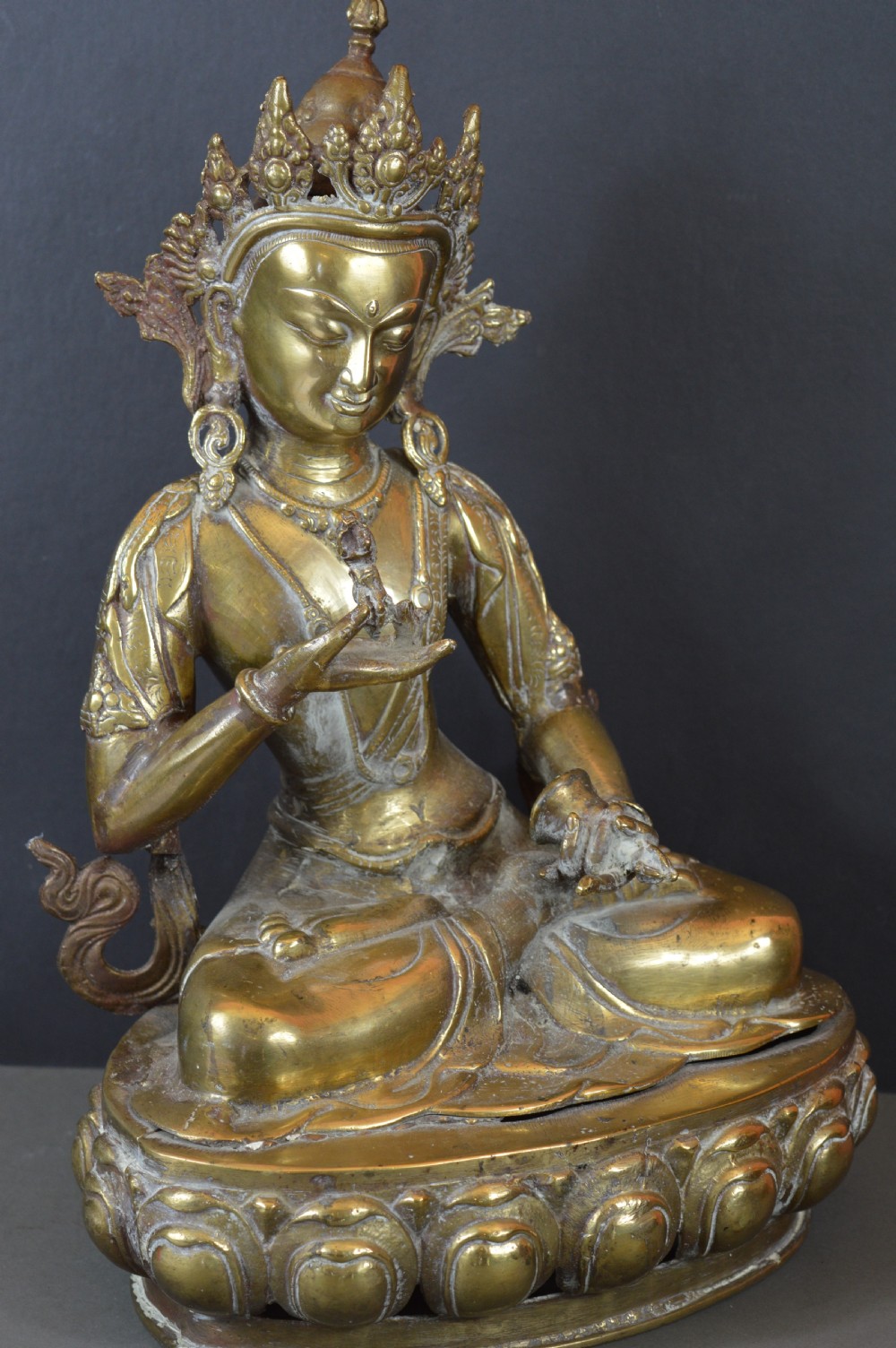 Large (5.3kg) Tibetan Bronze Buddha,c1880 View X