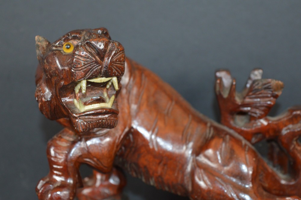Japanese Carved Wood Tiger Statue,c1890  View II