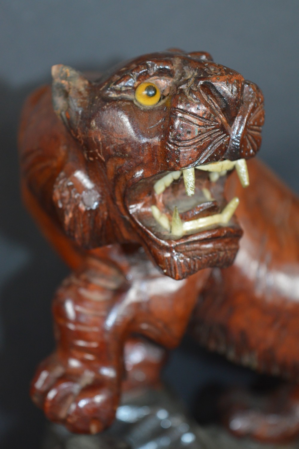 Japanese Carved Wood Tiger Statue,c1890  View III