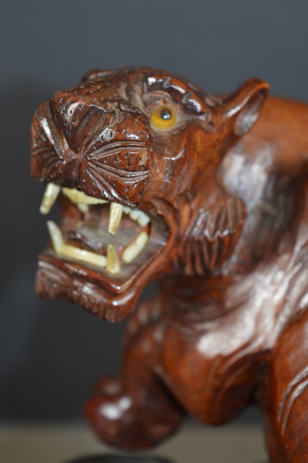 Japanese Carved Wood Tiger Statue,c1890  View VI