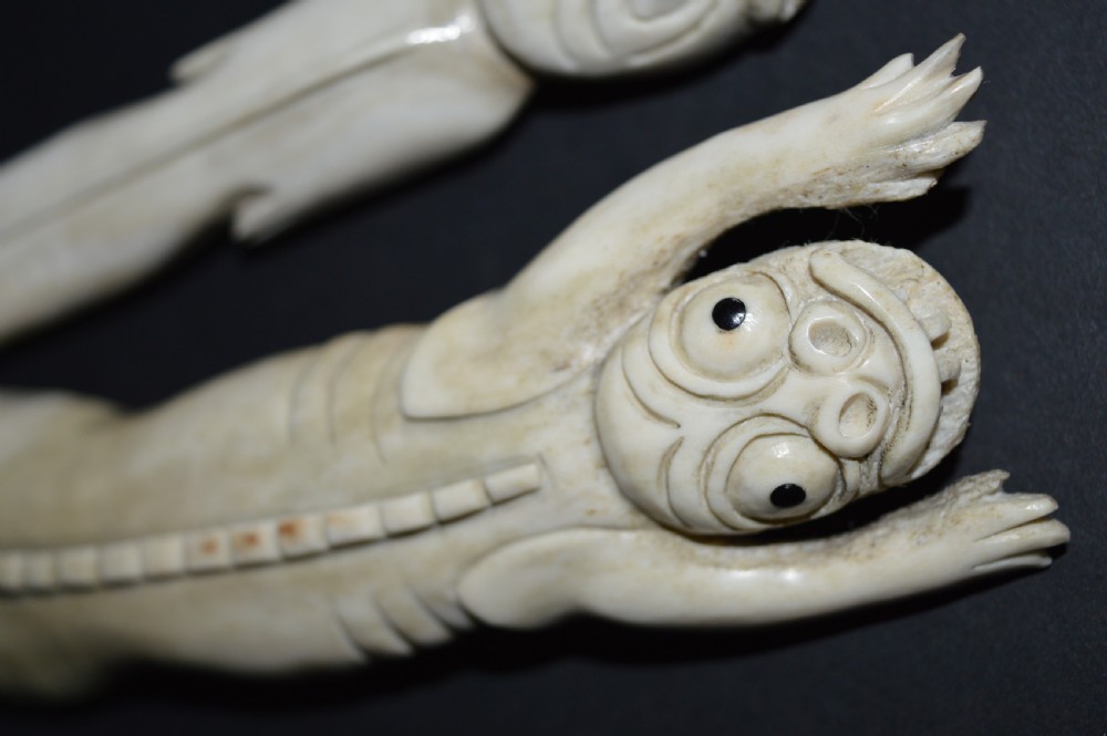 2  Inuit Tupilak Carved Bone Figures,c1890 View XII