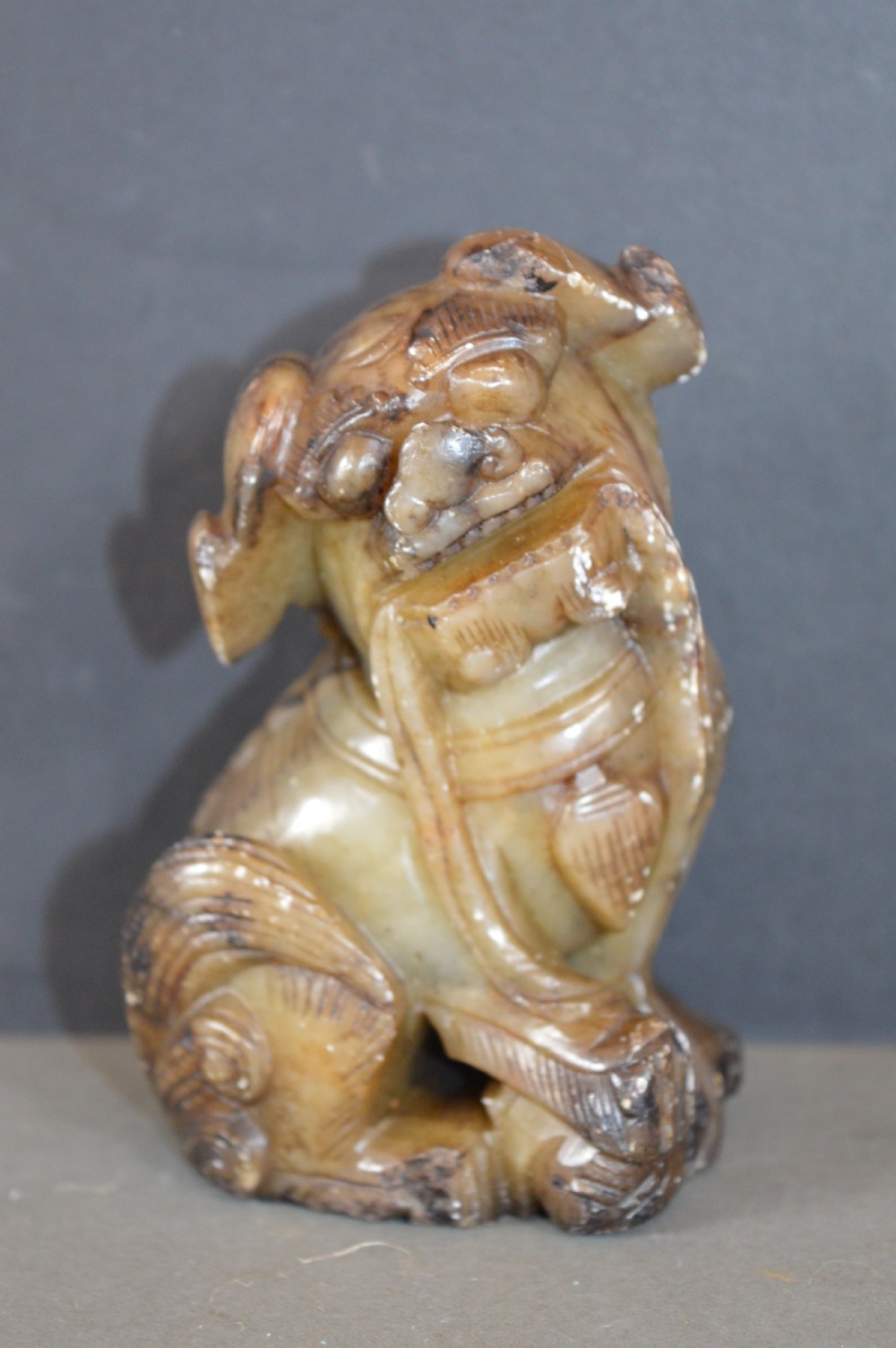 Chinese Hard Stone Statue Fo Dog/Temple Lion, c1850