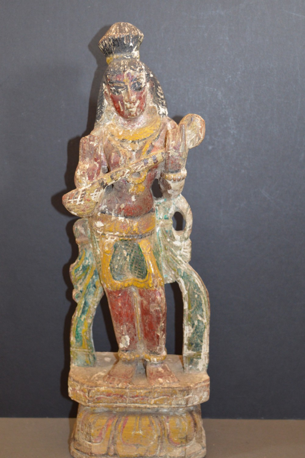 Indian Polychrome Statue Goddess Saraswati, c1790