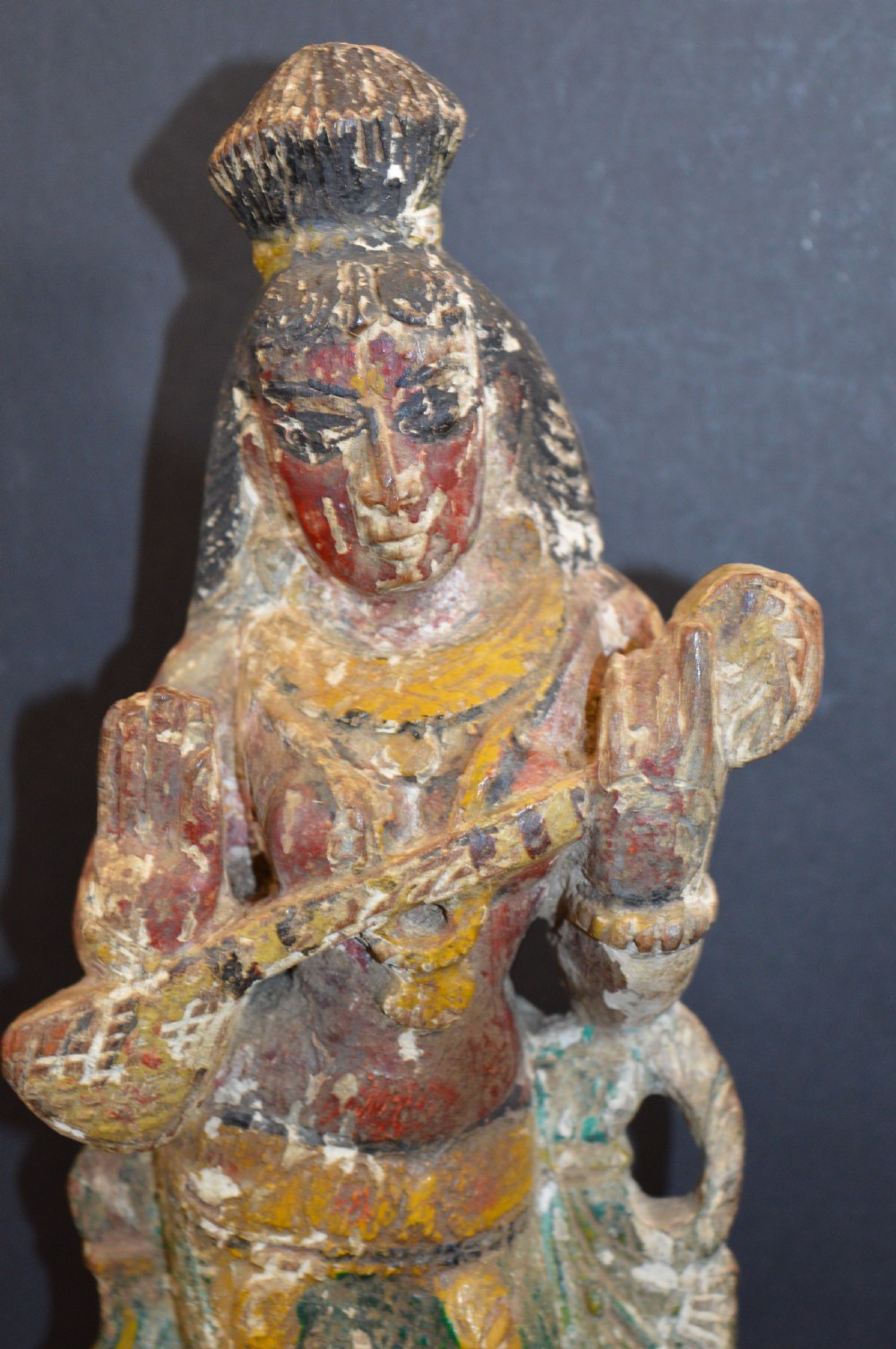 Indian Polychrome Statue Goddess Saraswati, c1790 View II