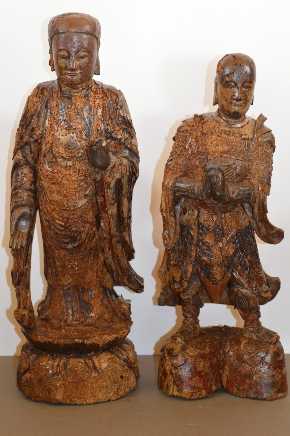 2 Ming Dynasty Chinese Carved Buddhist Statues, c1600