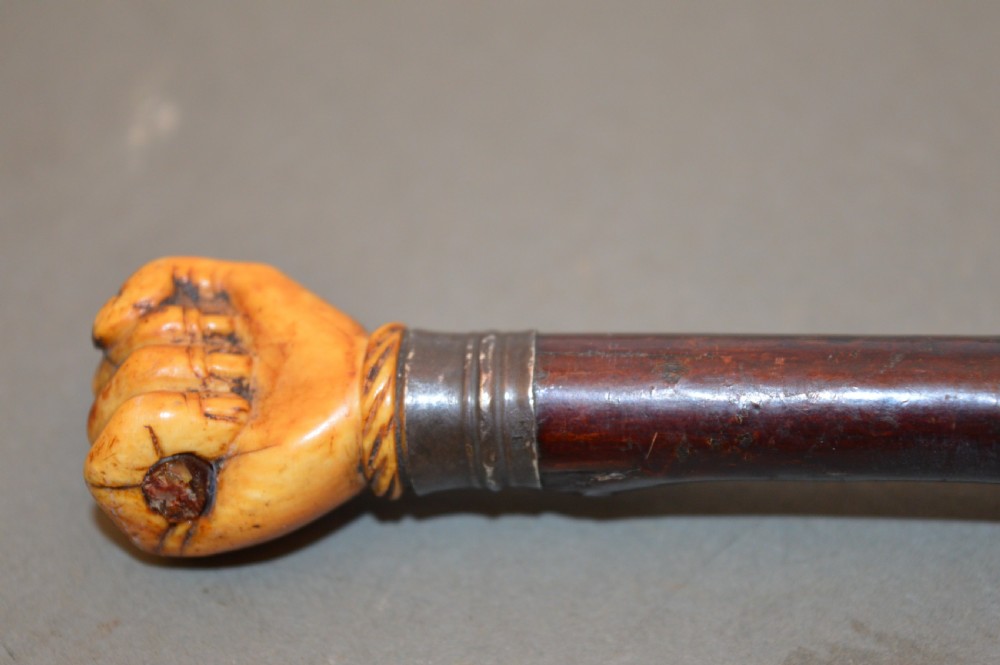 Irish Blackthorn Clenched Fist Swagger Stick, c1840