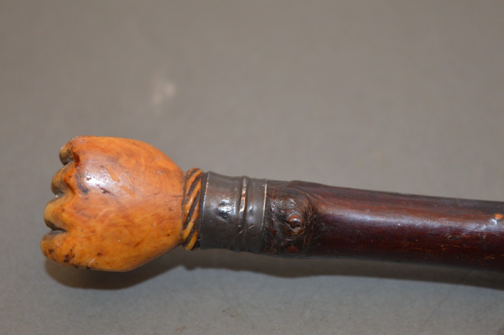 Irish Blackthorn Clenched Fist Swagger Stick, c1840 View VII