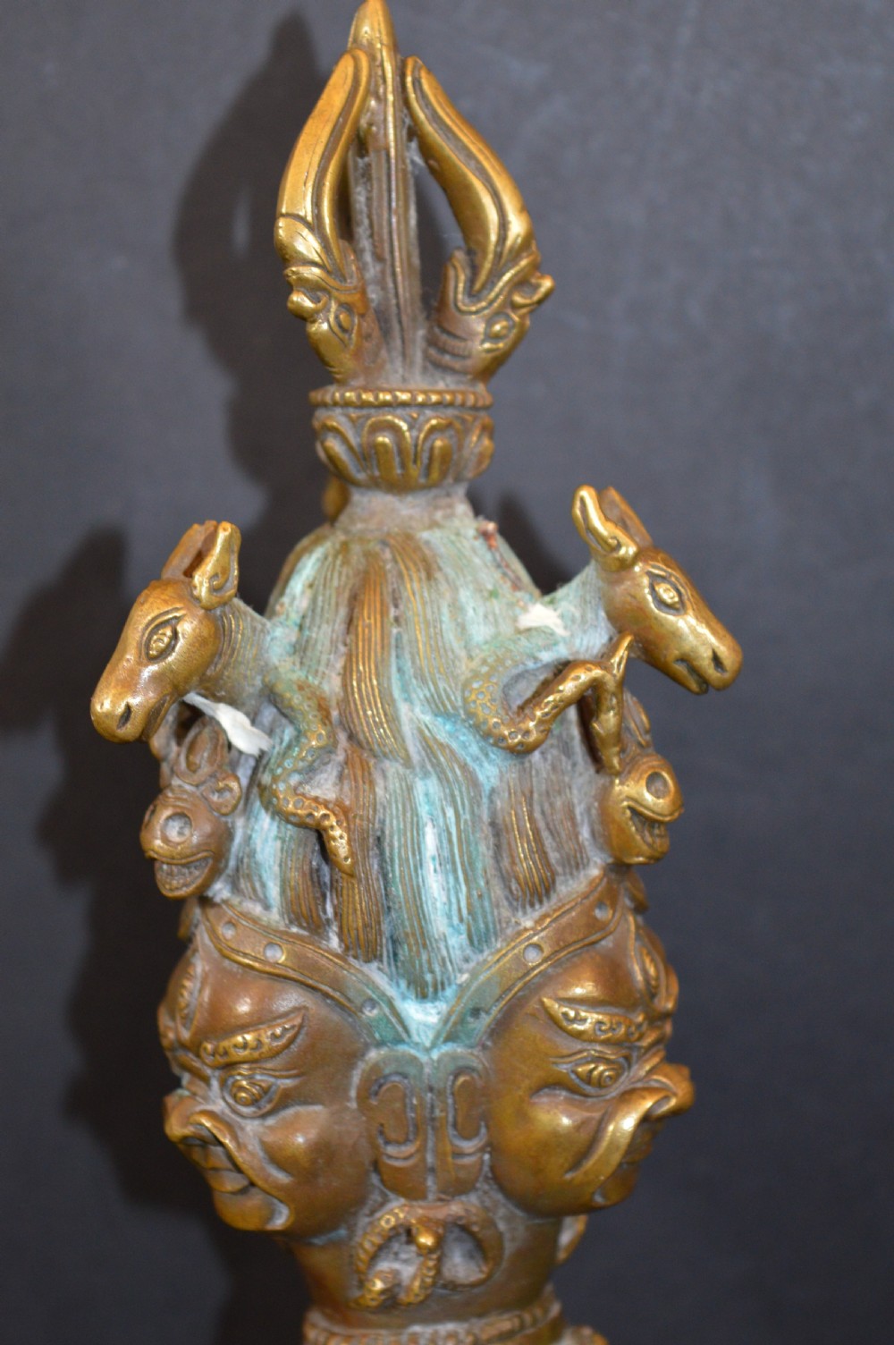 Large Tibetan Bronze Phurba On Stand,c1890 View II