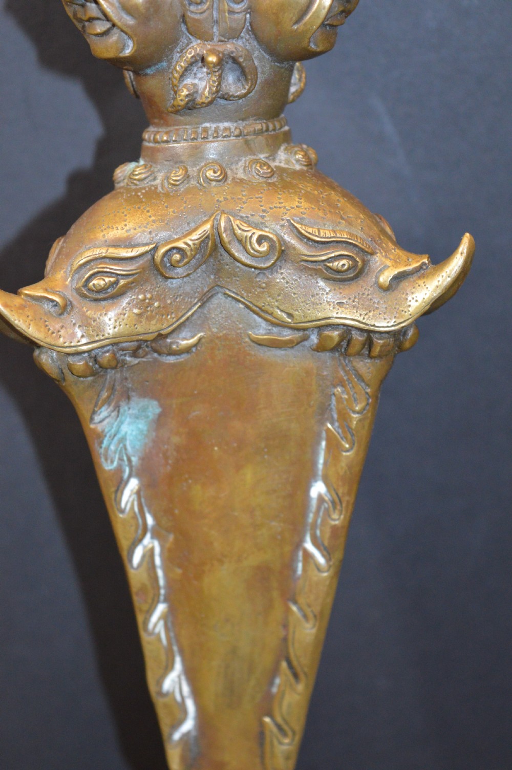 Large Tibetan Bronze Phurba On Stand,c1890 View III