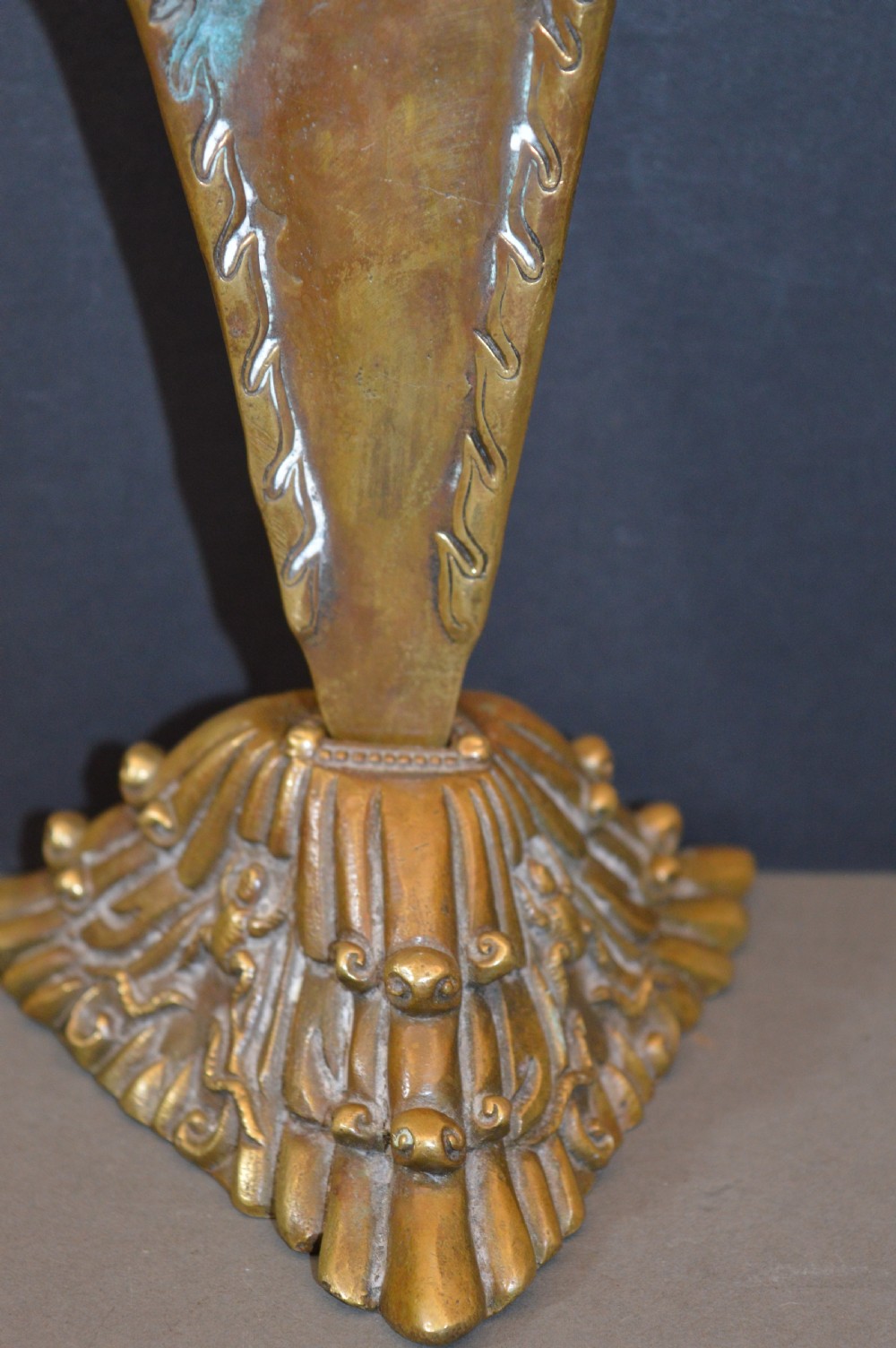 Large Tibetan Bronze Phurba On Stand,c1890 View IV