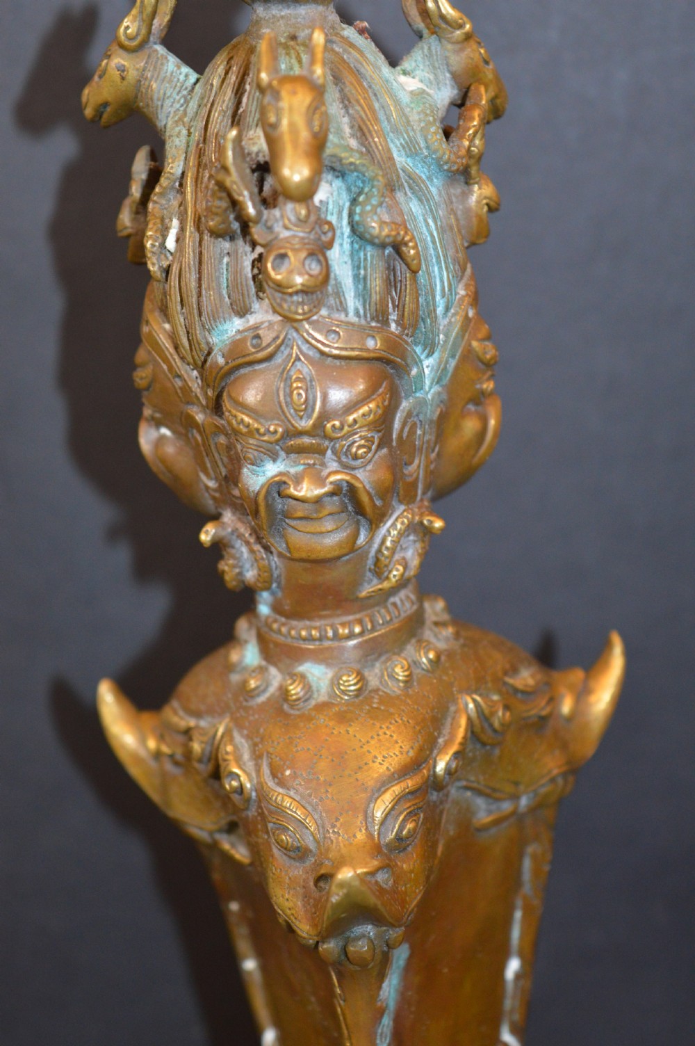 Large Tibetan Bronze Phurba On Stand,c1890 View V