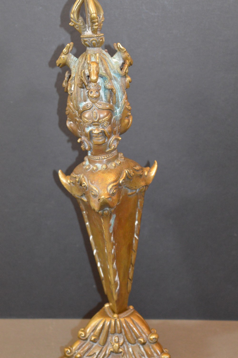 Large Tibetan Bronze Phurba On Stand,c1890 View VI