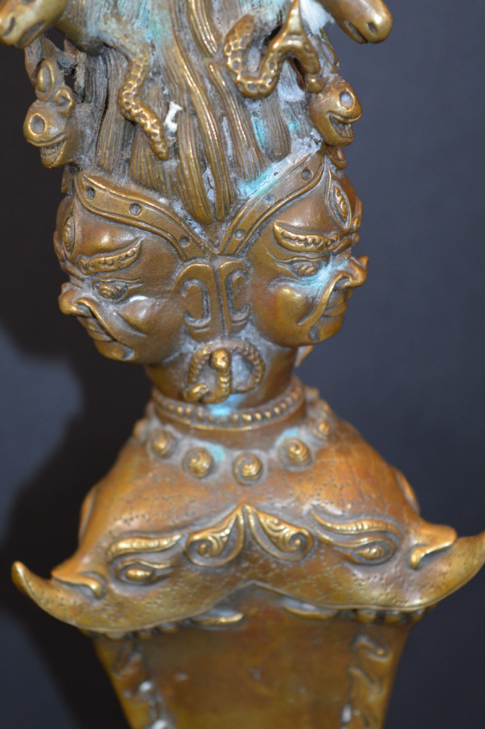 Large Tibetan Bronze Phurba On Stand,c1890 View VIII