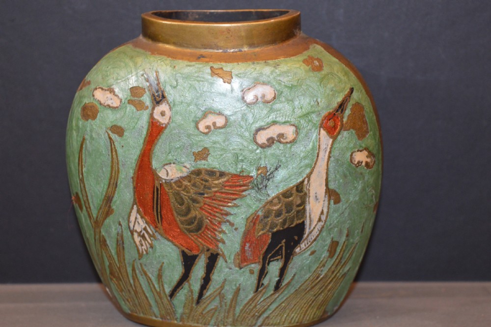Japanese Bronze Cloisonné Brush Pot,c1870