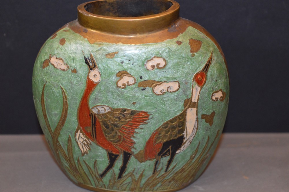 Japanese Bronze Cloisonné Brush Pot,c1870 View IV