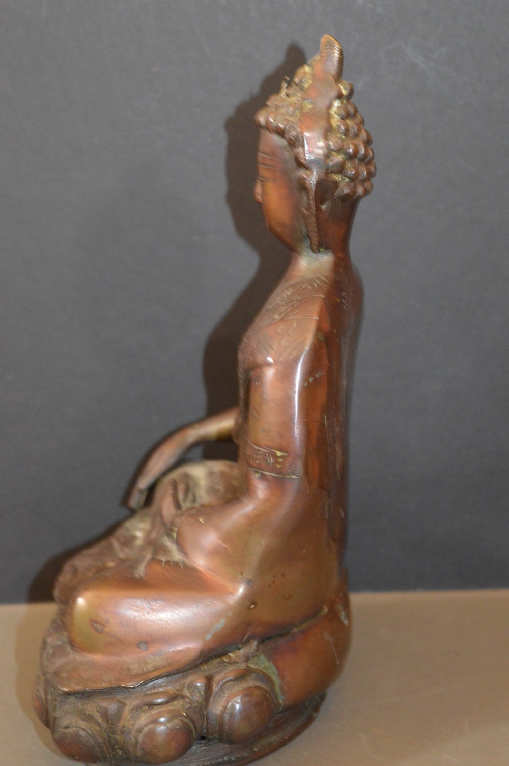 Tibetan Bronze Seated Buddha Statue, c1890  View VII